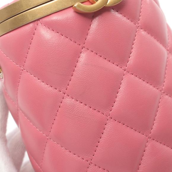 CHANEL Matelasse Shoulder Bag Lambskin Sheep Leather Pink - Picture 7 of 8